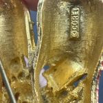 Christmas Slippers w Gifts Enamel COREL Vintage Gold Brooch Pin Photo 12