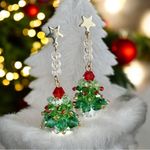 Exquisite Christmas Tree Faux‎ Crystal Decor Dangle Earrings Cute Cartoon Style Green Photo 7