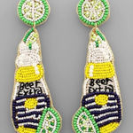 Salt The Rim Beaded Beer Bottle Earrings Fiesta Party Fun Statement Dangle New Green Photo 0