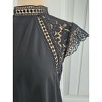 ZARA Mock Neck Lace Short Sleeve Shift Dress Black S Photo 1