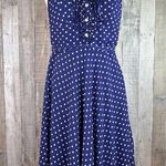 Ombre Size 8 Sleeveless Halter Dress Blue White Polka Dots Padded Bra Ru… Photo 0