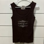Christine Alexander Cowgirl Western Sparkly Tank Top Brown Size L Photo 1