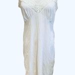 Vintage 60s White Ivory Full Slip Lace Trim Nylon Vneck M 38 Size M Photo 0