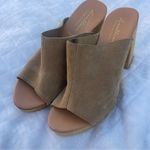 Avellini Italy Y2K Suede Clog Mules Sandals US 9.5 Tan "Wood" Block Heel Studded Photo 0