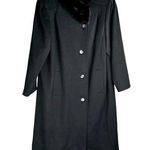 Vtg ALORNA 100% Wool Long Fur Collar Jacket Overcoat Black Size L Photo 0