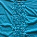 Jaclyn Smith  Smocked Center Stripe Short Sleeve T-Shirt Teal Green Size Large Photo 1