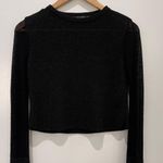 ZARA Metallic Black Semi See Thru Crop Sweater S Photo 1
