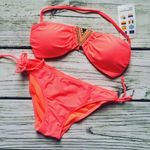 STYLISH SWIM Palm Springs Bikini Boho Medallion Orange Side Tie Bottom Small Photo 0