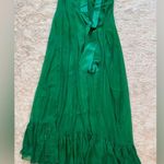 Alice + Olivia NEW  Lanelle Maxi Cape Dress in emerald green Chiffon Sz M Photo 5