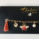 Thalia Sodi Multi Charm Faux Pearl Bumblebee Red Rose Gold-tone Anklet Bracelet Photo 2