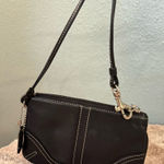Coach  Black Leather Small Wristlet with Stitching Photo 0