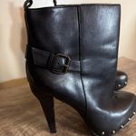 Charles David  Black Leather Heeled Platform Ankle Booties Women’s Size 5 Studs Photo 1