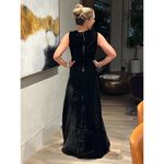 Alice + Olivia Simmons Velvet Black Wrap Dress Silk Maxi Gown Cocktail V-Neck 0 Photo 1