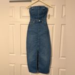 Pilcro  Anthropologie $158 The Madi Front Slit Denim Strapless Dress Western Y2K Photo 3
