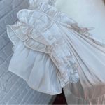 Generation Love  Women's Ivory Tiered Midi Dress Ruched Ruffle Sleeves Size M Photo 5