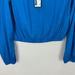 Gianni Bini Camilla Blouse Woven Linen Blend Boat Neck Long Sleeve Blue XS NWT Photo 5