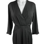Topshop Black Wrap Long Sleeve Formal V-Neck Jumpsuit Romper Playsuit Shorts 6 Photo 1