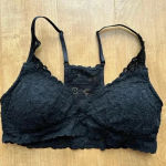 Aerie Crochet Floral Lace Black Push-up Bralette, Size Medium Photo 0