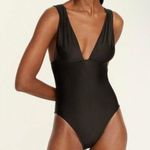 J.Crew  Black Plunge V-Neck One Piece Swimsuit size 16 Photo 0
