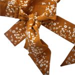 BCBG Paris Cropped 3/4 Puff Sleeves V Neck Fall Floral Wrap Shirt Top Blouse XL Gold Photo 5