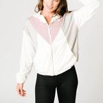 Zyia Active Cream Block Soft Full Zip Hoodie Retro Colorblock Size XS Athleisure Photo 0