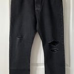 Levi's 501 Ripped Distressed Black Wash Denim Jeans Size 32 Photo 0