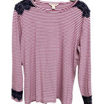 Brooks Brothers  Pink White Striped Long Sleeve Blue Lace Trim Size XL Cotton Photo 0