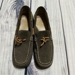 Lands' End Women Sz 6 Flats Loafers Brown Suede Leather Bow Slip On Driving Shoes Photo 3