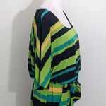 Tiana B Striped Mini Dress with Sash Size 10 Green and Navy Stripe Dress Photo 3