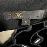 Maje  Glycine Black Long Sleeve Crepe Mini Dress with Velvet Trim Size M Medium Photo 4