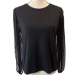ZARA Women’s Black Sheer Sleeve Top Size M Photo 0