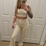 ZARA Cream Beige Wide Leg High Waisted Soft Pants Photo 8