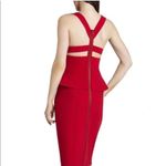 BCBGMAXAZRIA  Alena Peplum Red Bodycon Midi Dress Size 4 Cocktail Holiday Photo 2