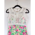 Lilly Pulitzer  Romper Green Sadie Floral Crochet Playsuit Cutout Back Size 2 Photo 6