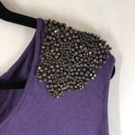 Michael Kors  Womens Knit Top Cap Sleeve Beaded Stretch Purple XL Photo 1