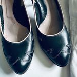 Vintage Romanelli Made in Italy black/pink leather scalloped detail pinup heels Black Size 10 Photo 2