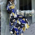 ZARA Dress midi abstract satin long sleeve boho party wedding Photo 4