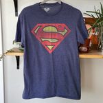 DC Comics Superman Heathered Blue Graphic Tee Shirt Size Medium Photo 0