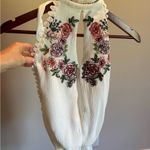 Floral Embroidered Cream Jumpsuit Pink Photo 5