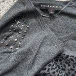 Rock & Republic Scoop Neck High Low Cheetah Long Sleeve Sweater Gray Studded S Photo 6