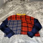 Forever 21  Yellow and Red Plaid Crop Top Long Sleeve Shirt Photo 1