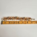 Lisner Vintage Two Tone Brown Tan Foliage Gold tone metal Bracelet Orange Photo 3