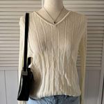 New York and Company Knitted White Long Sleeve Sweater Top Size XL Photo 1