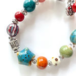 Blue Star Bracelet Silver orange red Lucky Kitty Cat Charm Stretchy Multiple Photo 4