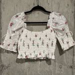 For Love & Lemons  Size Small White Eyelet Floral Cottage Boho Romantic Crop Top Photo 1