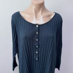Free People FP Beach  Navy Blue Long Sleeve Dress Large Ribbed Buttons Photo 1