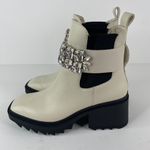 Karl Lagerfeld Paris Ivory Chunky Heel Embellished Platform Combat Boot Size 9.5 Photo 9