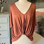 B.Original  Boutique Top Brown Scoop Neck Short Sleeve Womens Small Photo 0