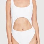 Rachel Roy NWT  White Cut Out Strap Back Cheeky Coverage One Piece Swimsuit L Photo 0