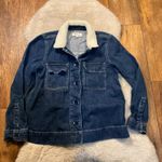 Madewell Denim Jacket Size XS Dark Wash Pleated Back Northward Sherpa Womens Photo 0